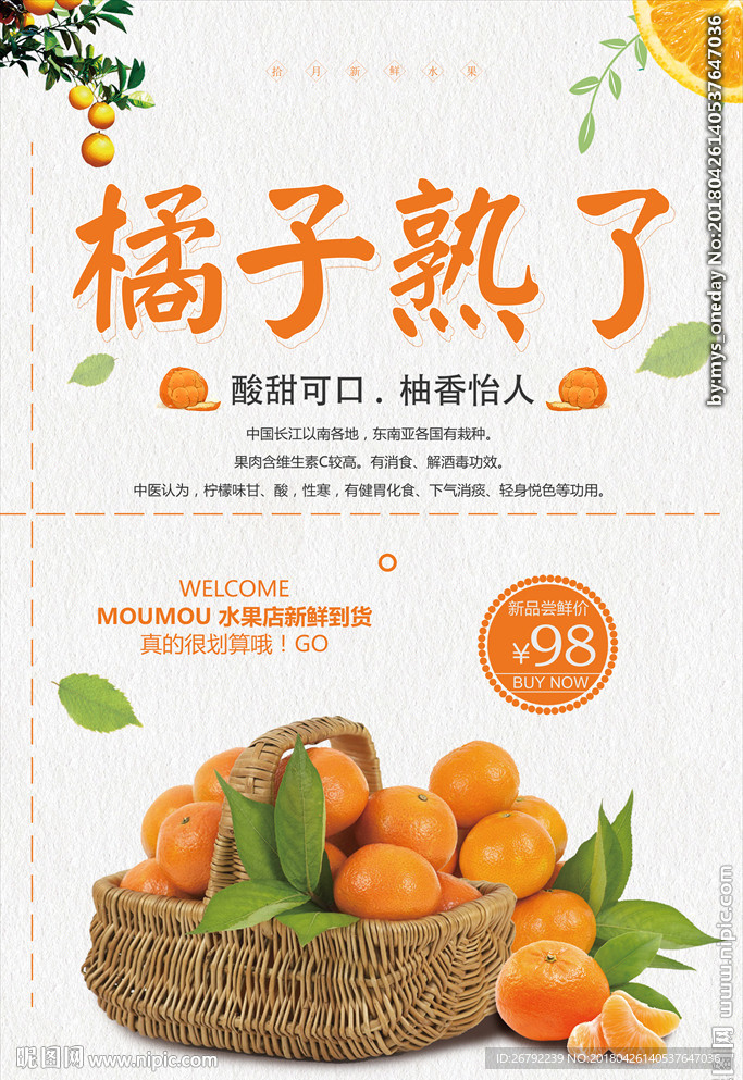 橘子海报 柑橘海报 水果橙子