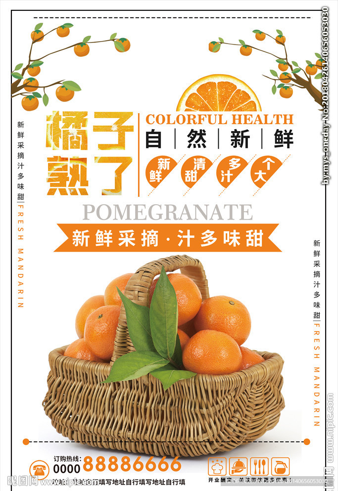 橘子海报 柑橘海报 水果橙子