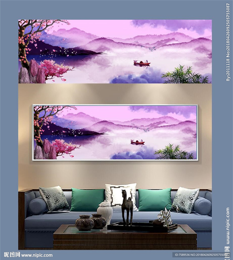 桃花源记水墨山水画