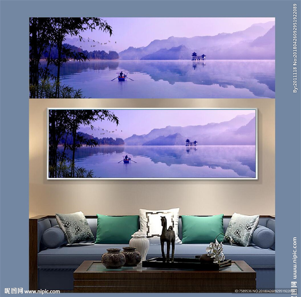 新中式意境山水水墨画