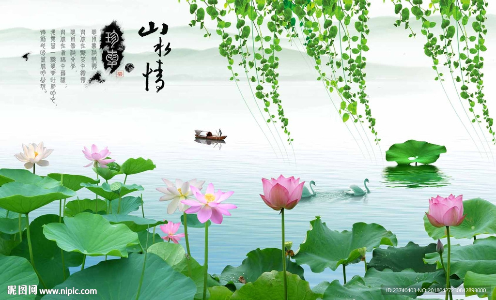 荷花背景墙