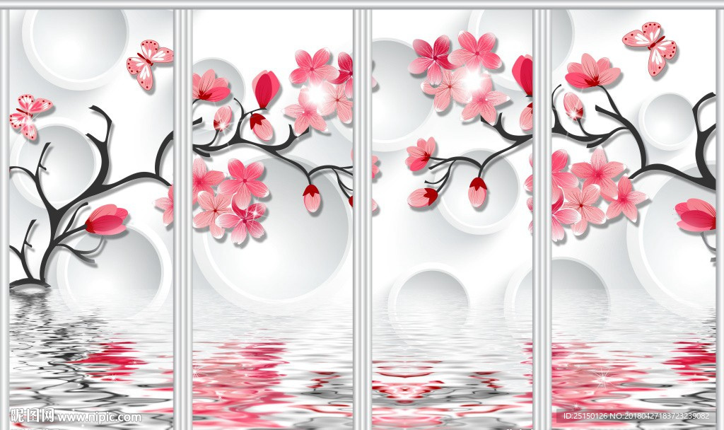 唯美花卉移门