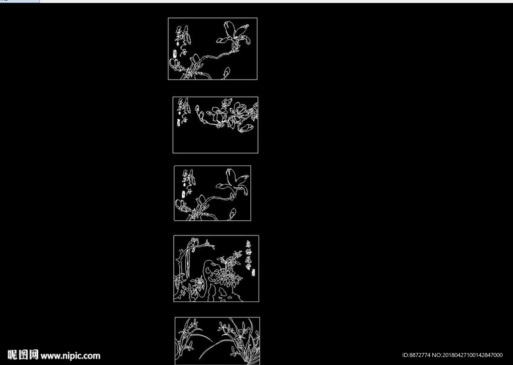 cad瓷砖拼花水刀鸟语花香
