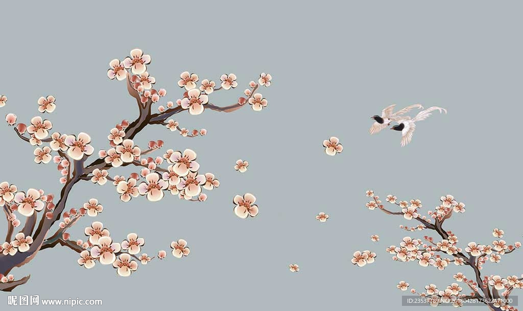 高清花鸟电视背景墙