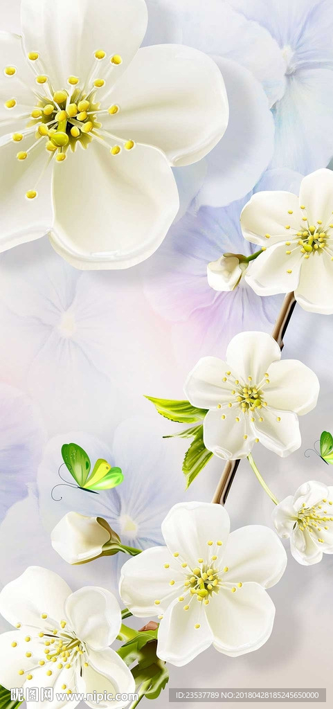 3D简约花卉装饰画玄关