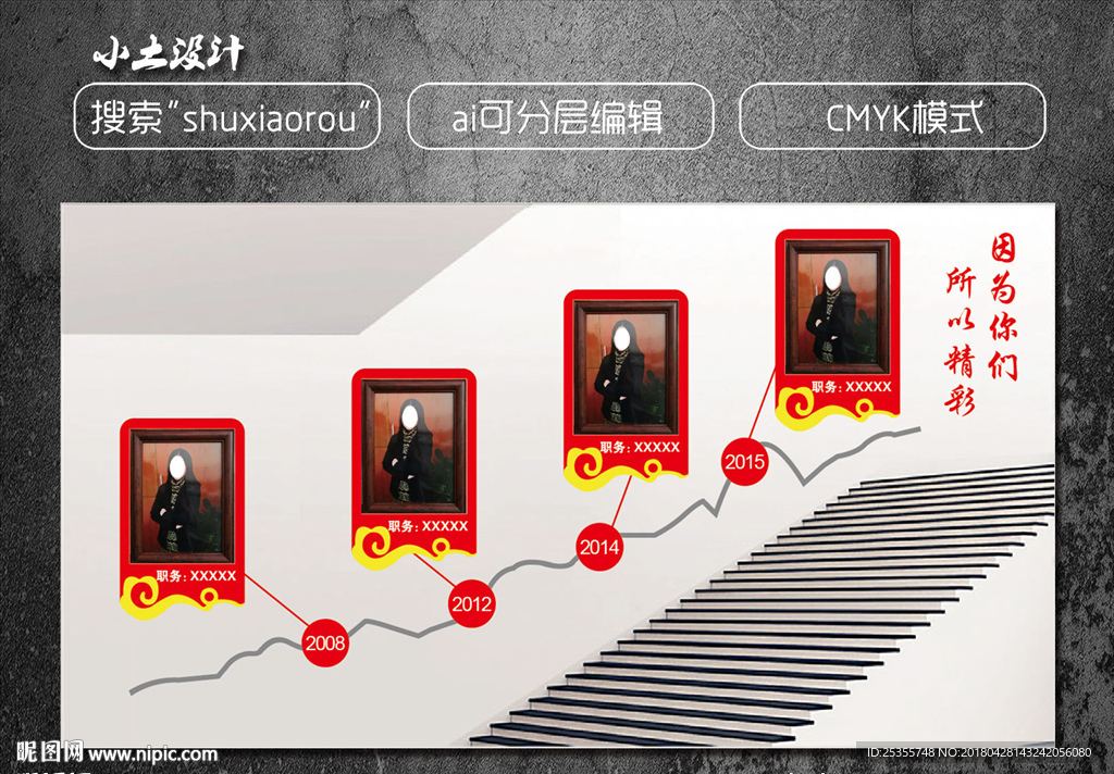 企业楼梯照片墙