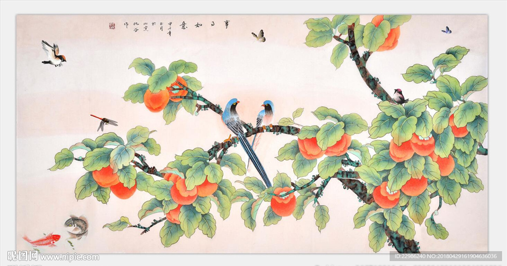 花鸟画事事如意无框画 装饰画