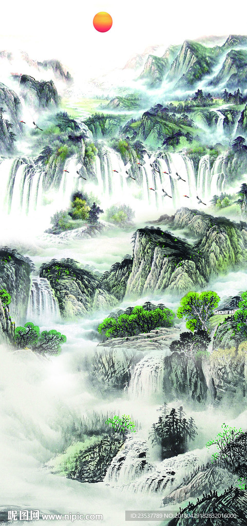 水墨山水风景国画玄关