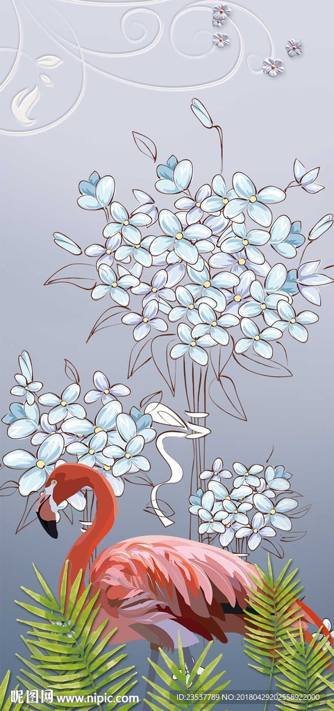 现代简约火烈鸟花卉玄关