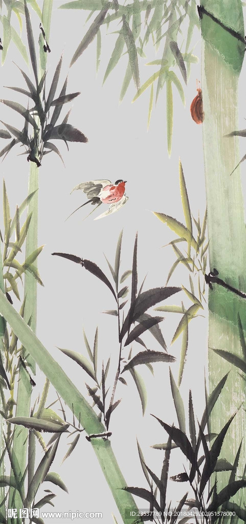 水墨竹子中式玄关