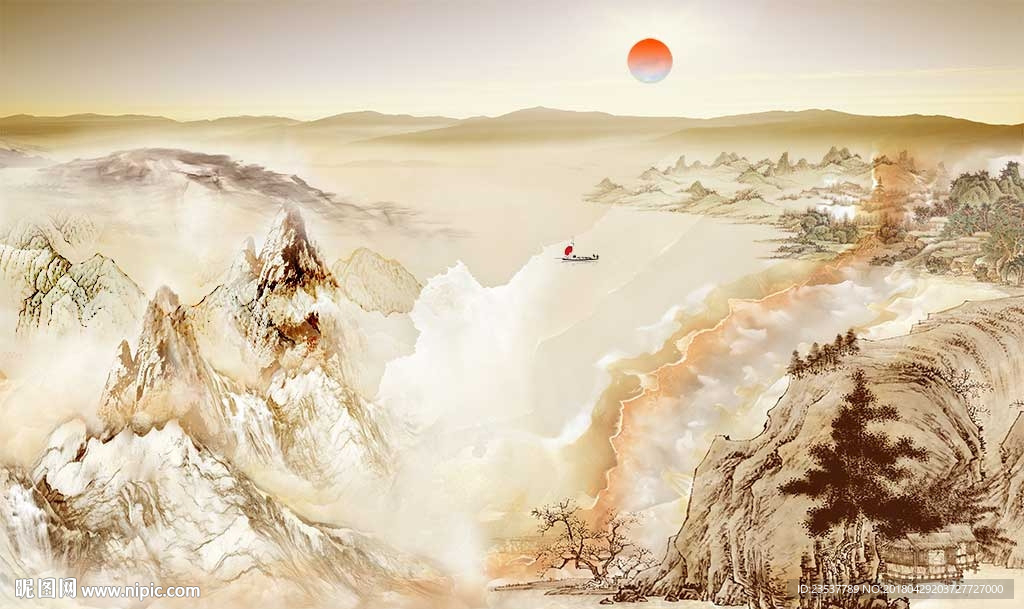 大理石山水电视机背景墙