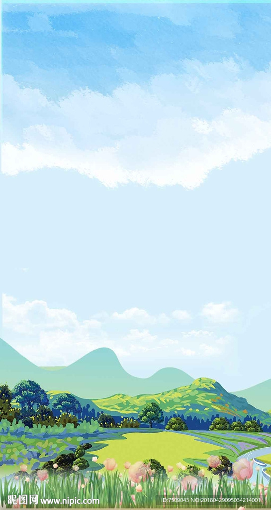 手绘田野