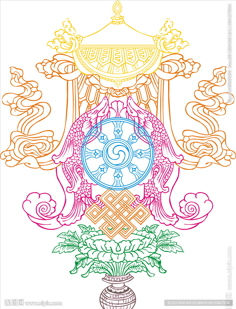 组合八吉祥  八宝图
