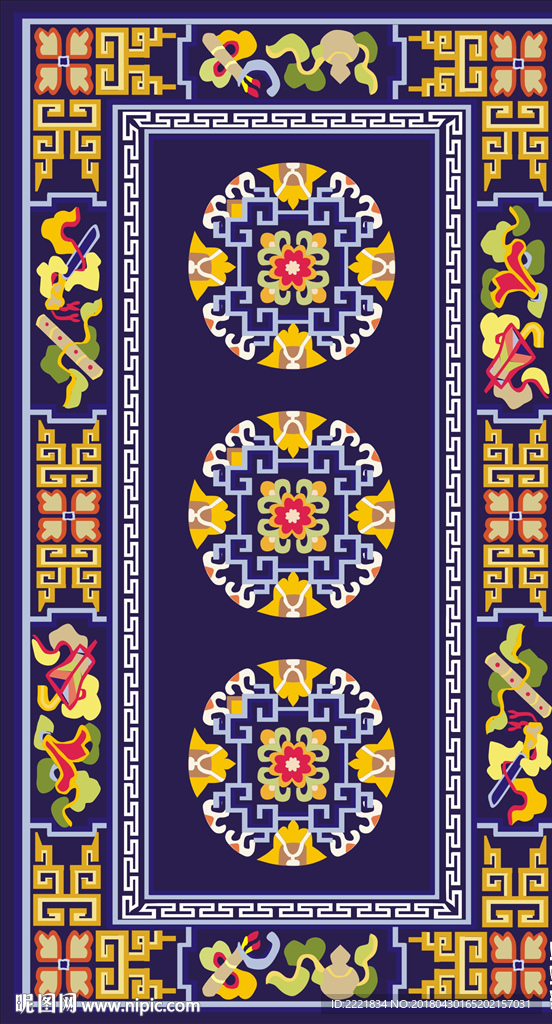 藏族手工地毯图案  传统藏毯