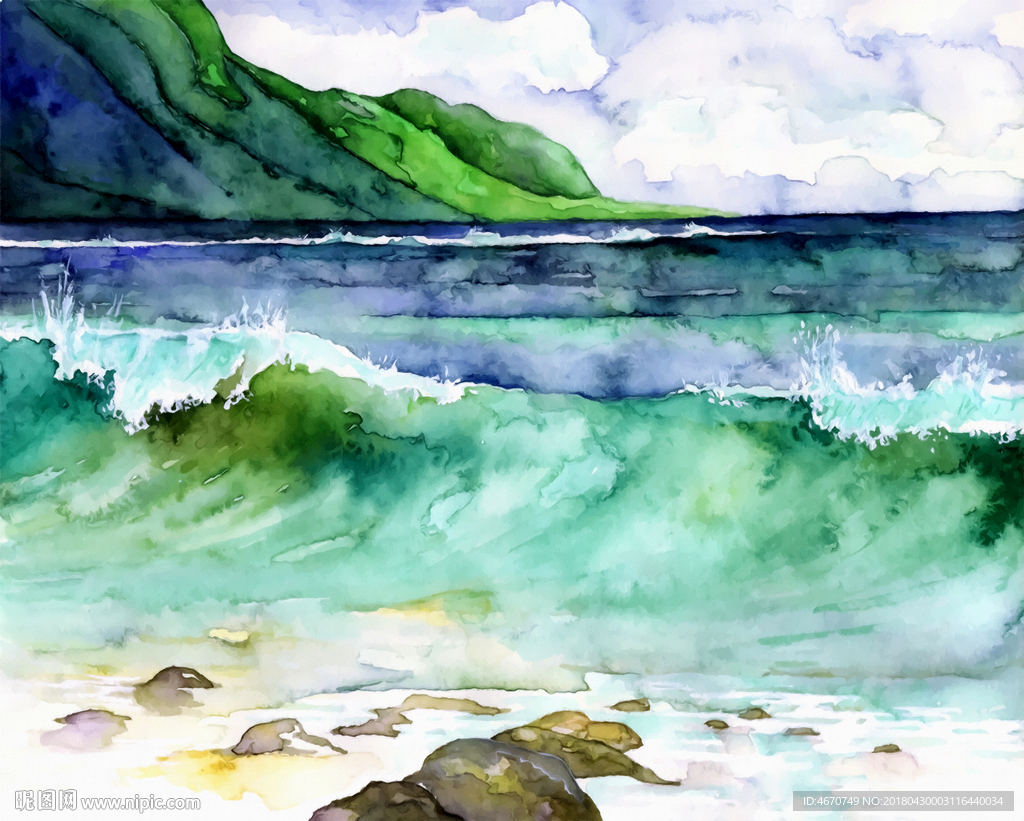 北欧手绘抽象山水风景装饰画