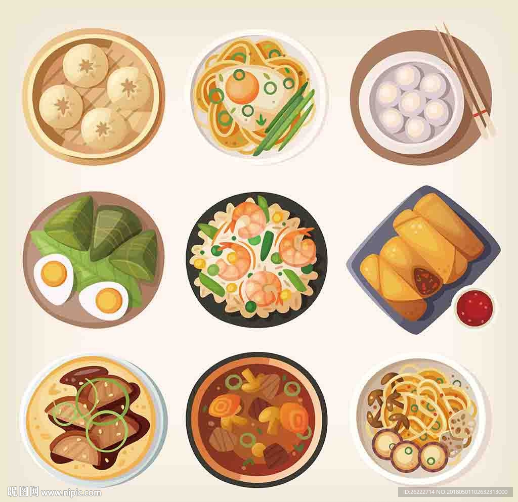 面条糕点餐厅矢量素材