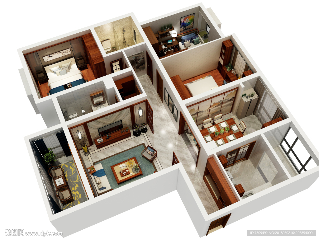 中式装修户型效果图