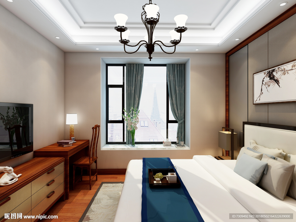 中式主人房装修效果图