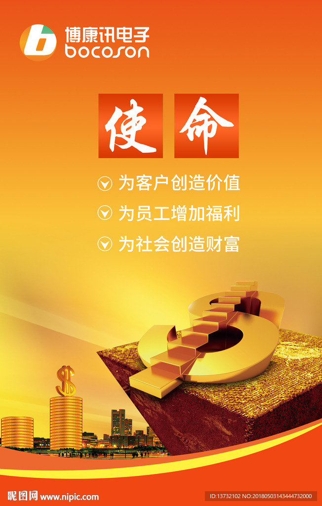 企业文化使命展板设计模板图片