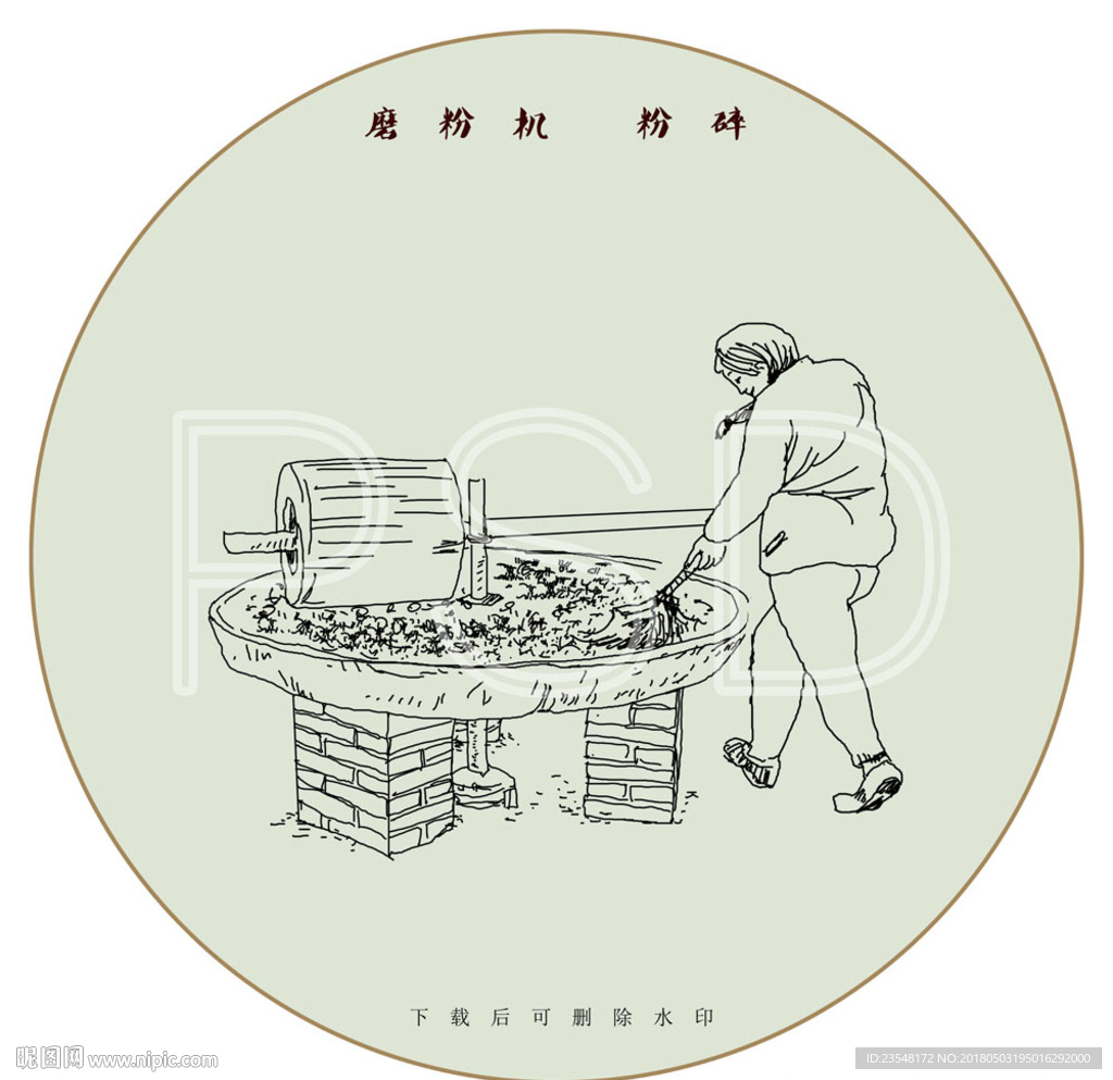 古法酿醋工艺流程 石磨 粉碎