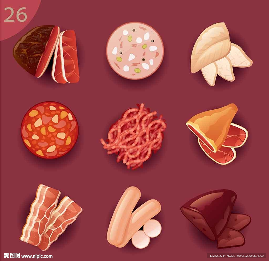 肉类食物插画设计素材