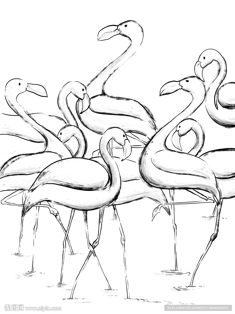 北欧火烈鸟装饰画