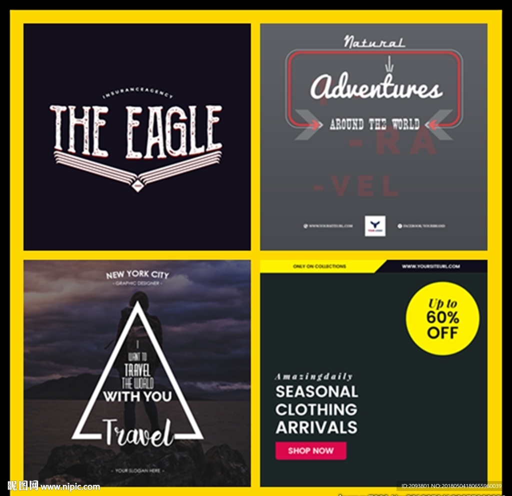 欧美外国英文排版艺术字创意主图