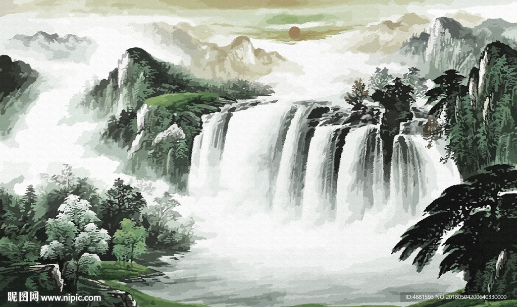 手绘山水画