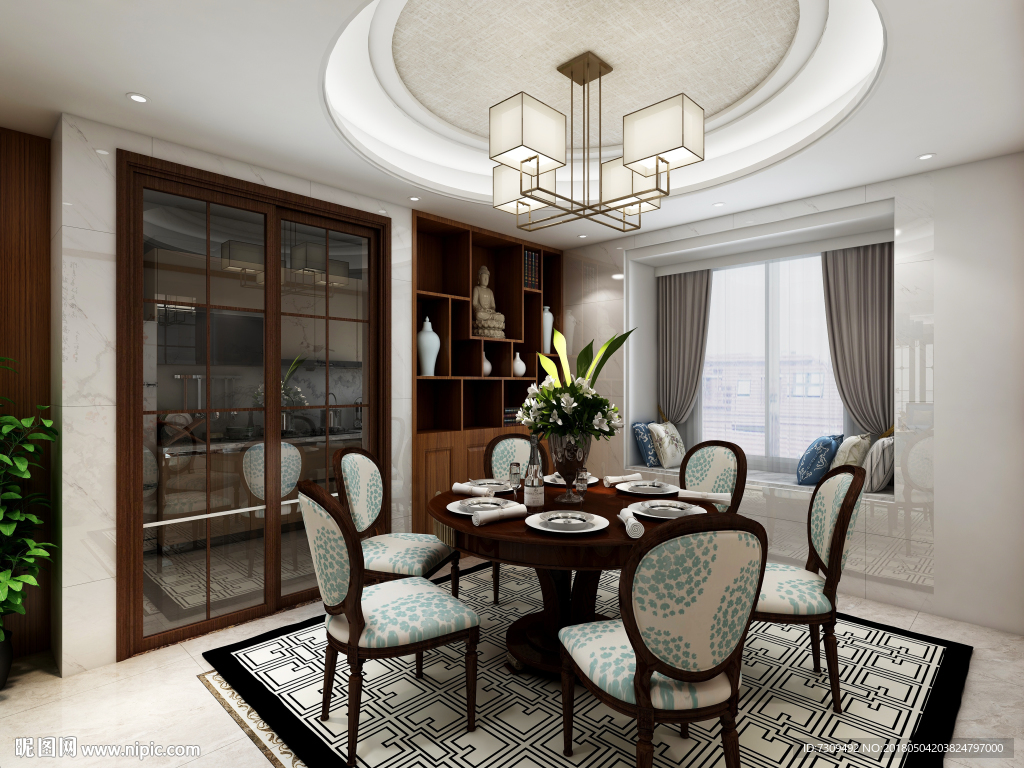 新中式餐厅装修效果图