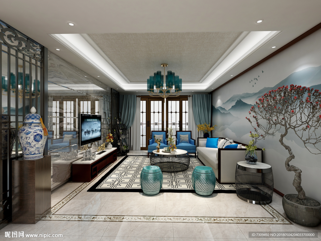 新中式客厅装修效果图