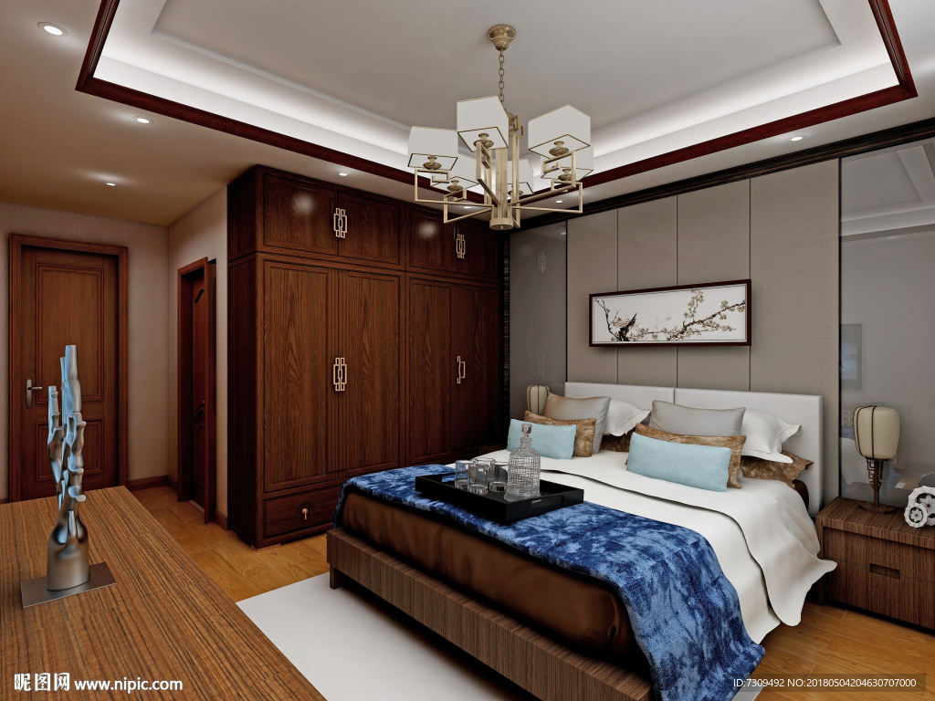 中式家居主人房装修效果图