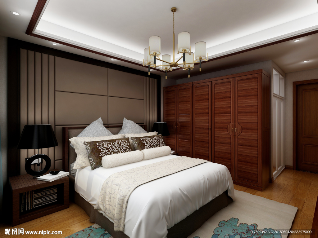 新中式主卧装修效果图