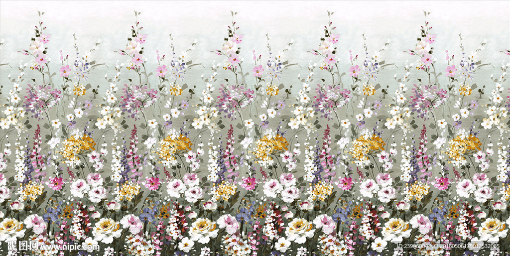 大型唯美花卉背景壁画