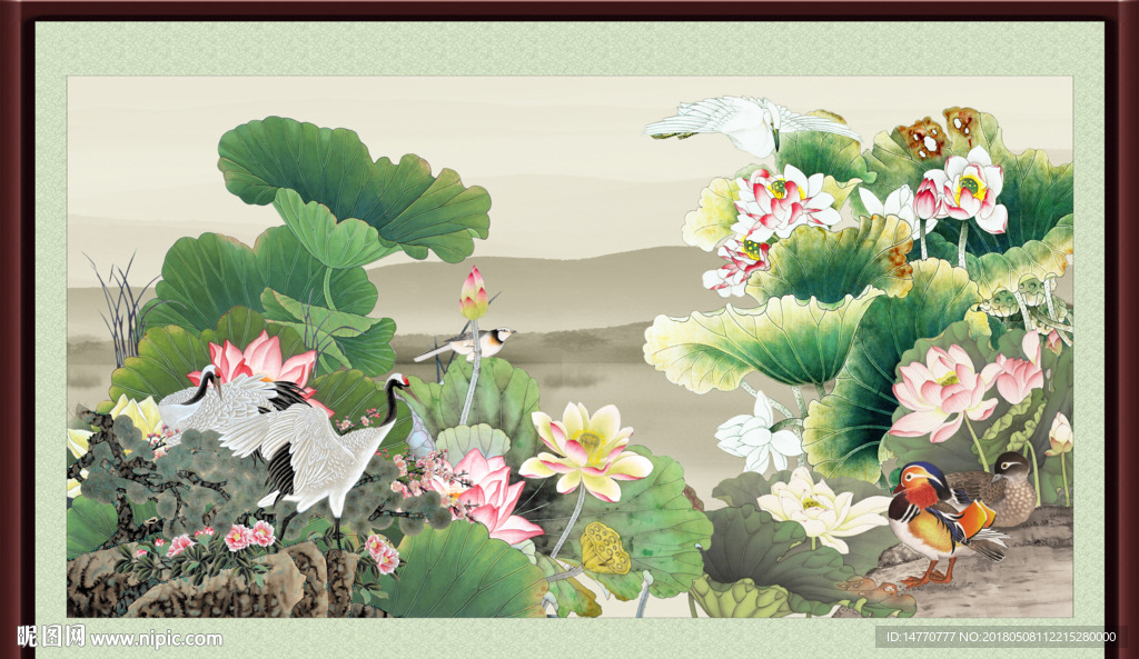荷花仙鹤