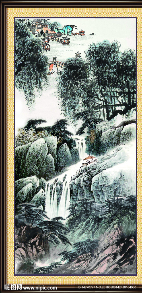 泰山 水墨国画