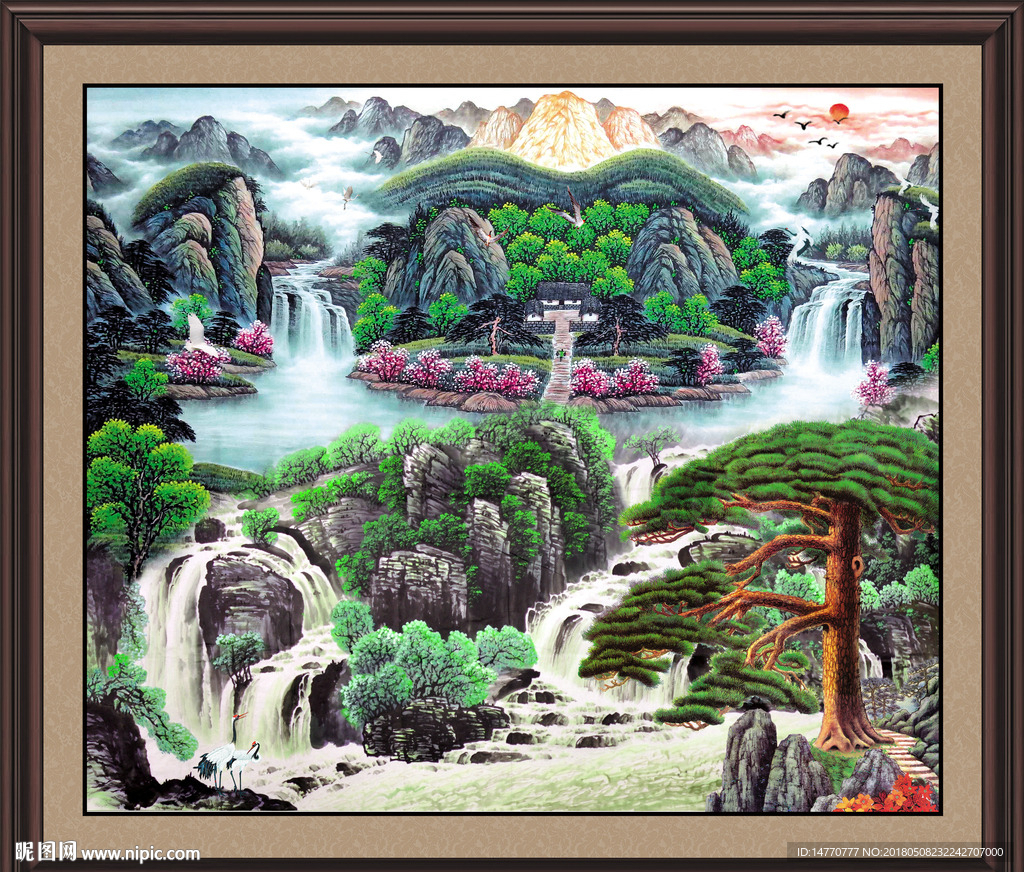 国画迎客松