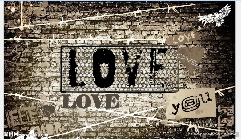 街头艺术涂鸦LOVE背景墙壁画