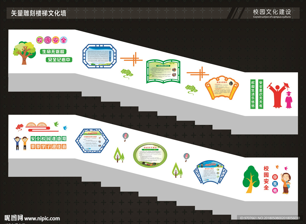 学校安全楼梯文化墙