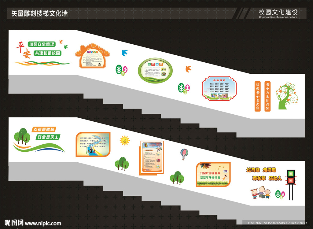 校园安全楼梯文化墙