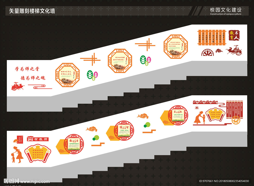师德师风教育楼梯文化墙