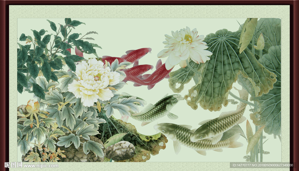 荷花鲤鱼图
