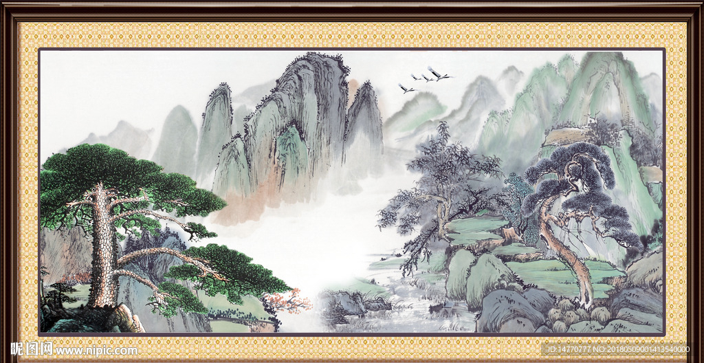 迎客松国画