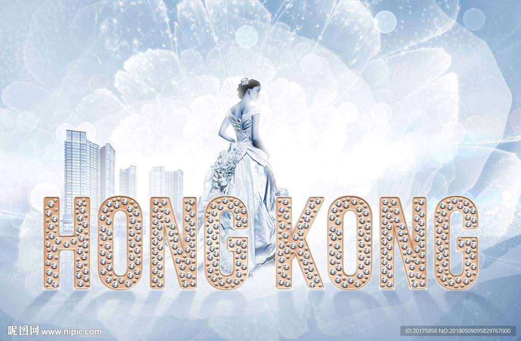 白色花钻石字海报