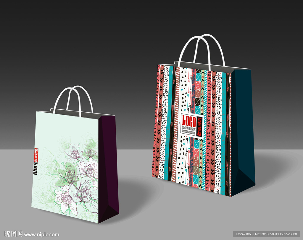 古典手提袋展开图