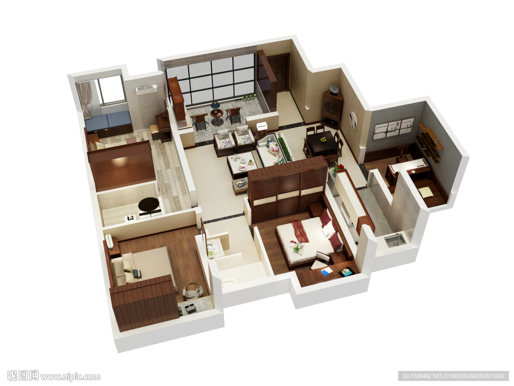 中式家居装修户型效果图