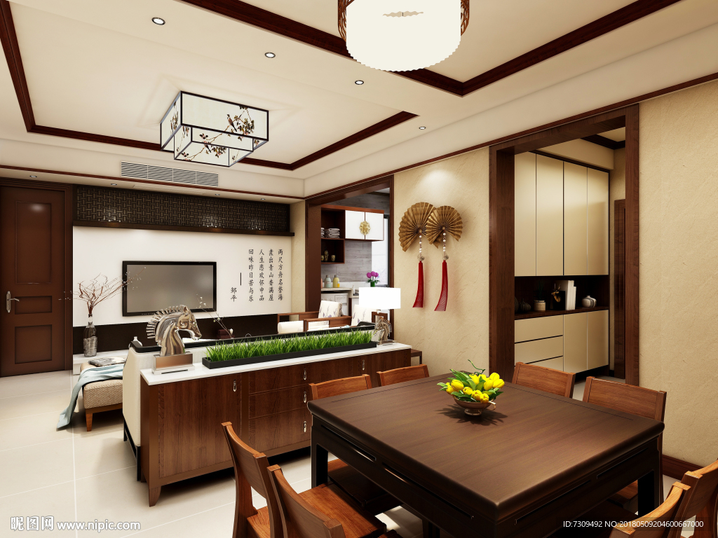 中式家居客餐厅装修效果图