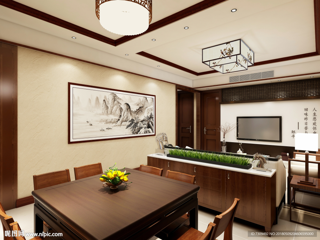 中式客餐厅装修效果图