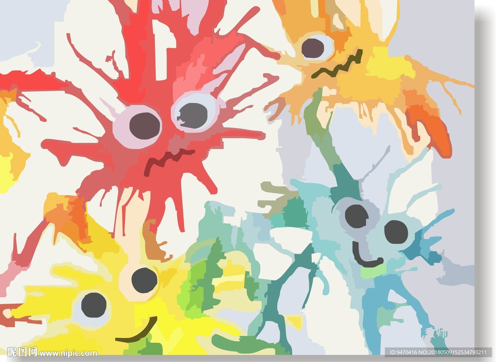 键 词:抽象 艺术 画 画廊 精灵 泼洒 儿童  设计