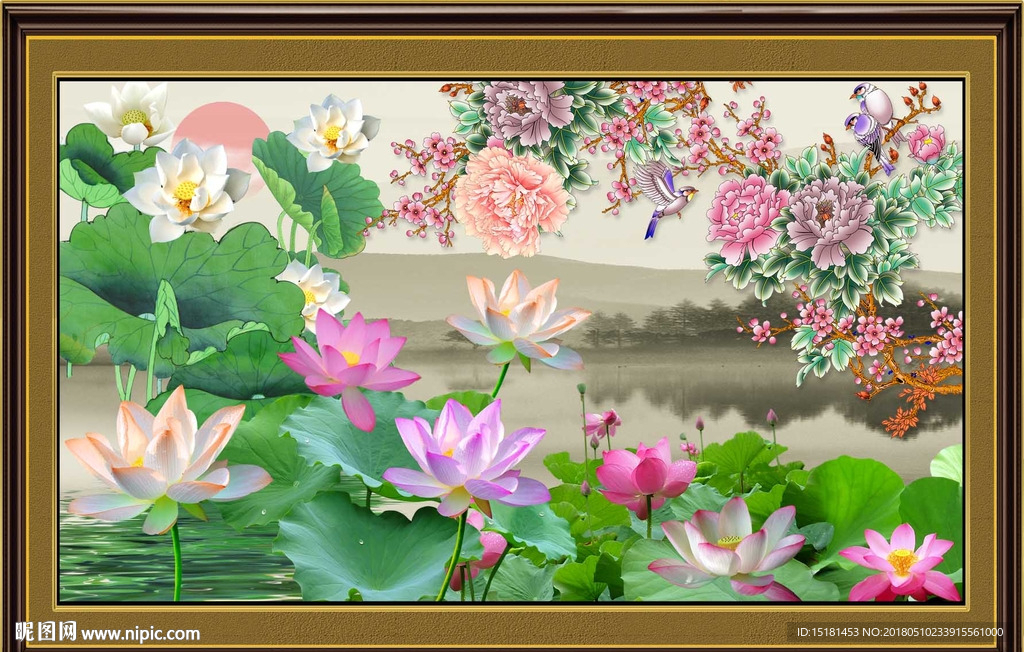 国画荷花