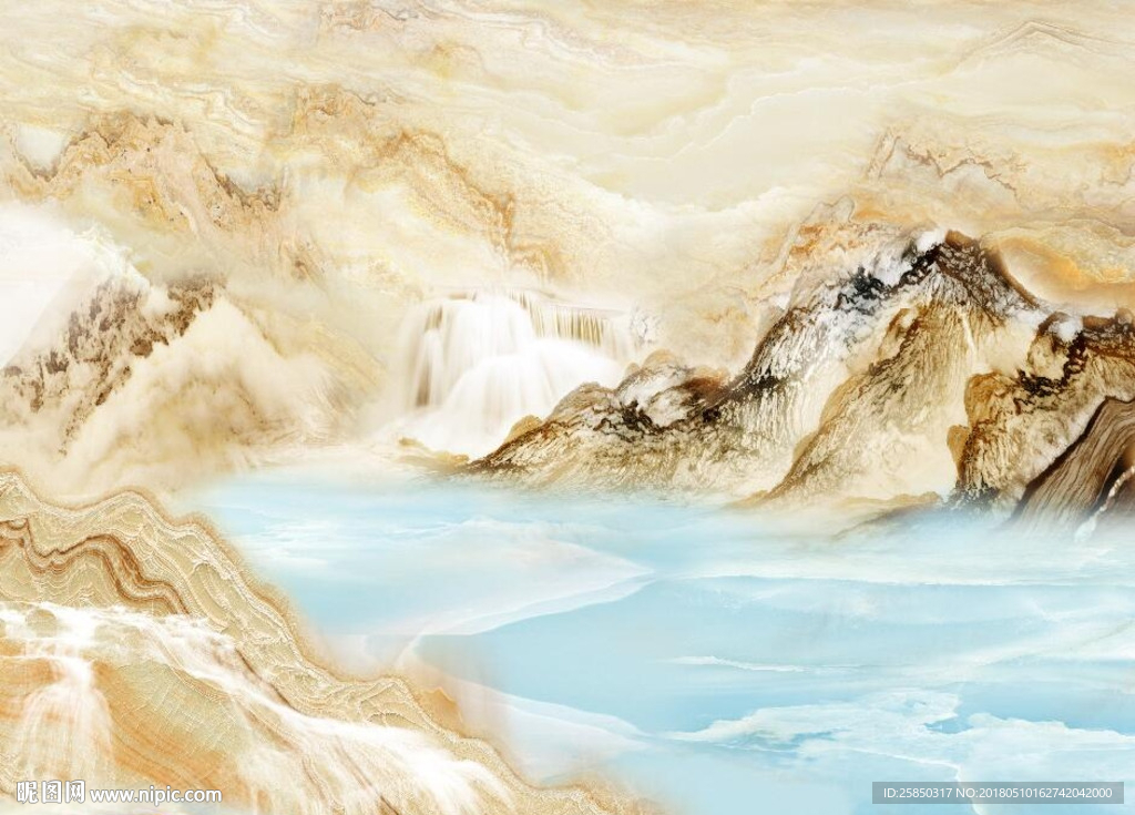 高清3D大理石纹山水气吞九州